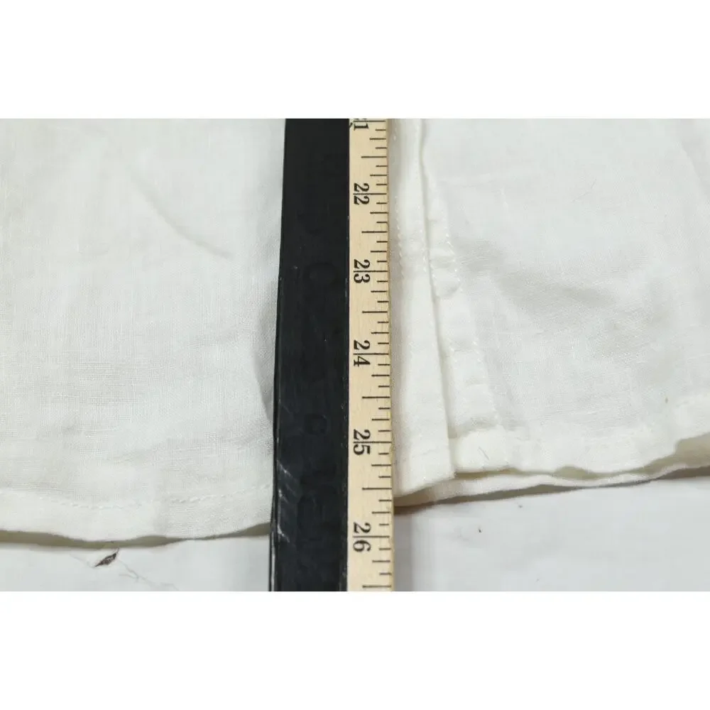 Tory Burch Linen Utility Shirt Womens 6 White Long Sleeve Button-Up Regular Fit